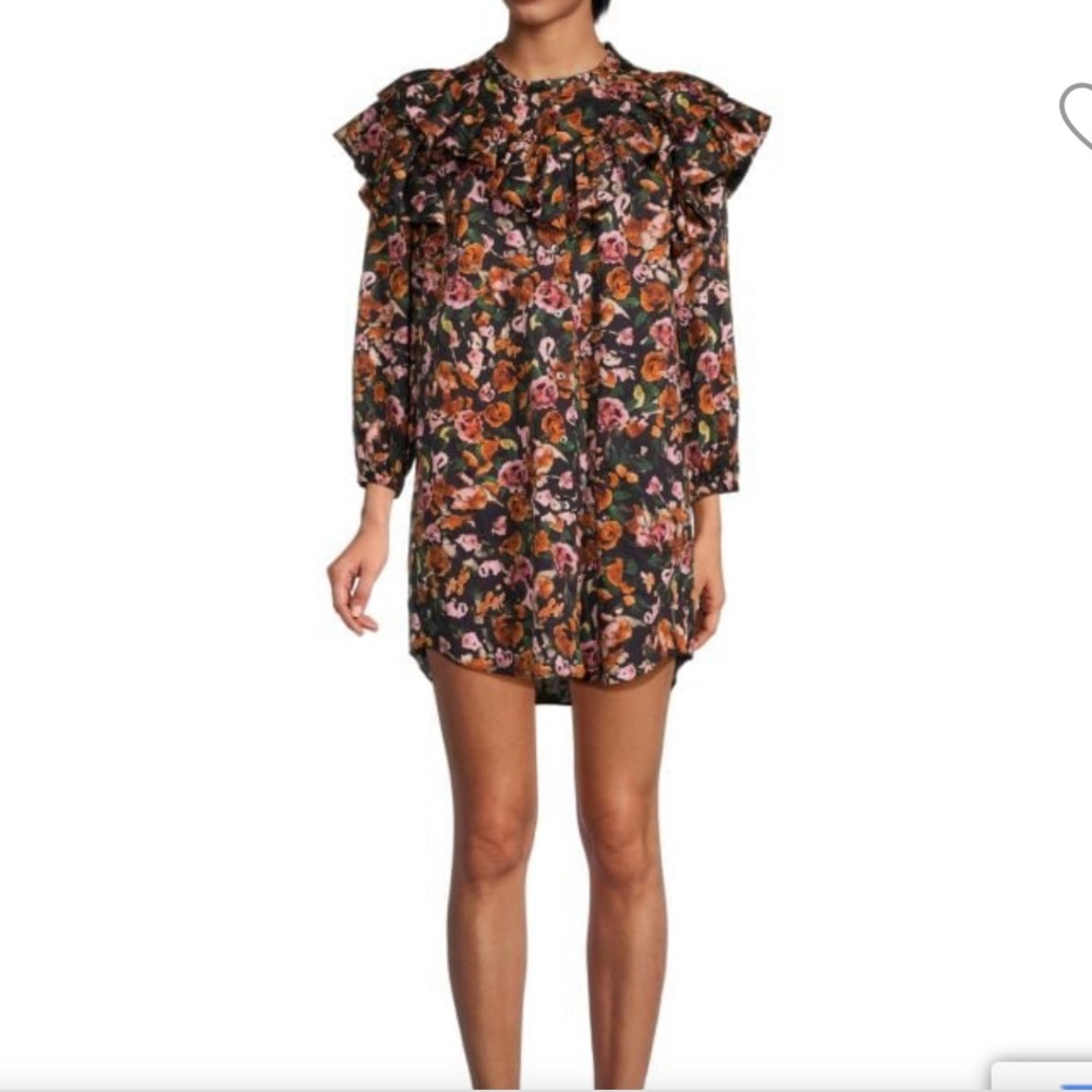 Something Navy Floral Mini Dress - Black and Orange